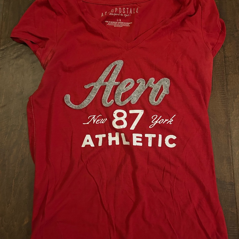 Aeropostale Red Athletic Graphic Tee